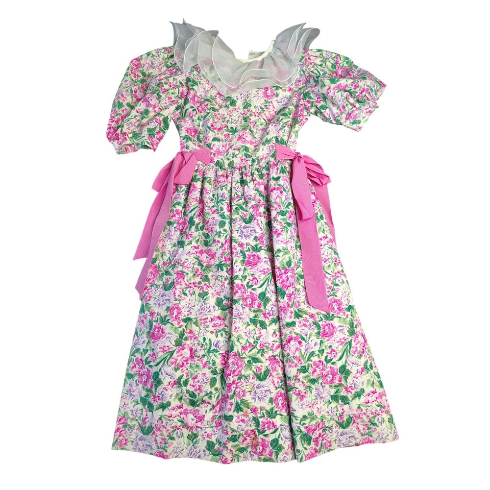 Vintage Sylvia whyte Floral sz‎ 8 Girls Dress Frilly
